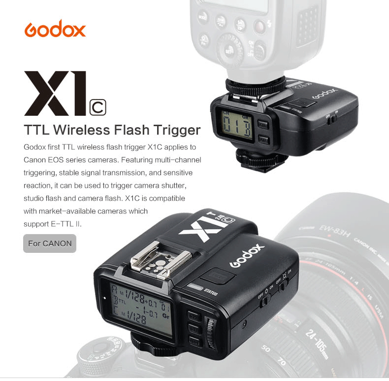 Trigger Godox X1TC tích hợp TTL, HSS 1/8000s cho CanonHàng chính hãng